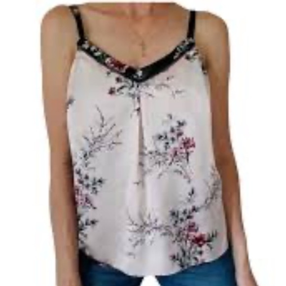 WHBMPale Pink & Black Floral Layered Adjustable Strap Tank Top size M - Picture 1 of 13